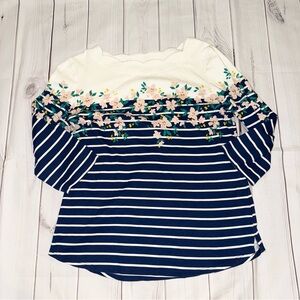 Floral Striped Blouse - Size Small